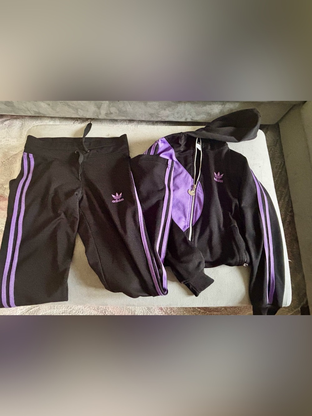 adidas Black & Purple Track Jacket and Joggers Set